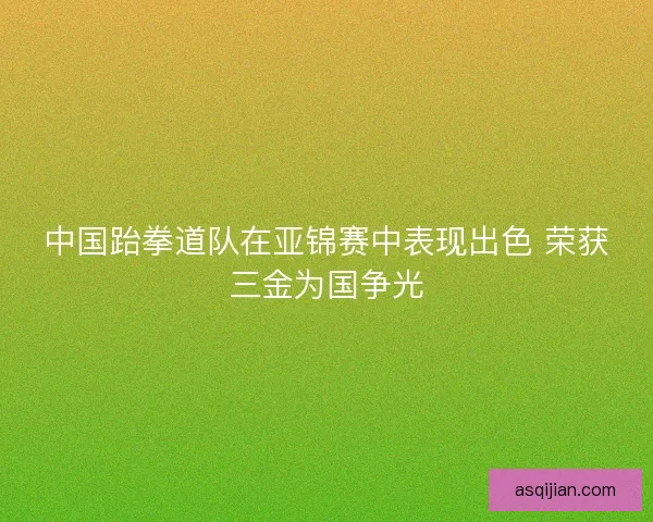 中国跆拳道队在亚锦赛中表现出色 荣获三金为国争光